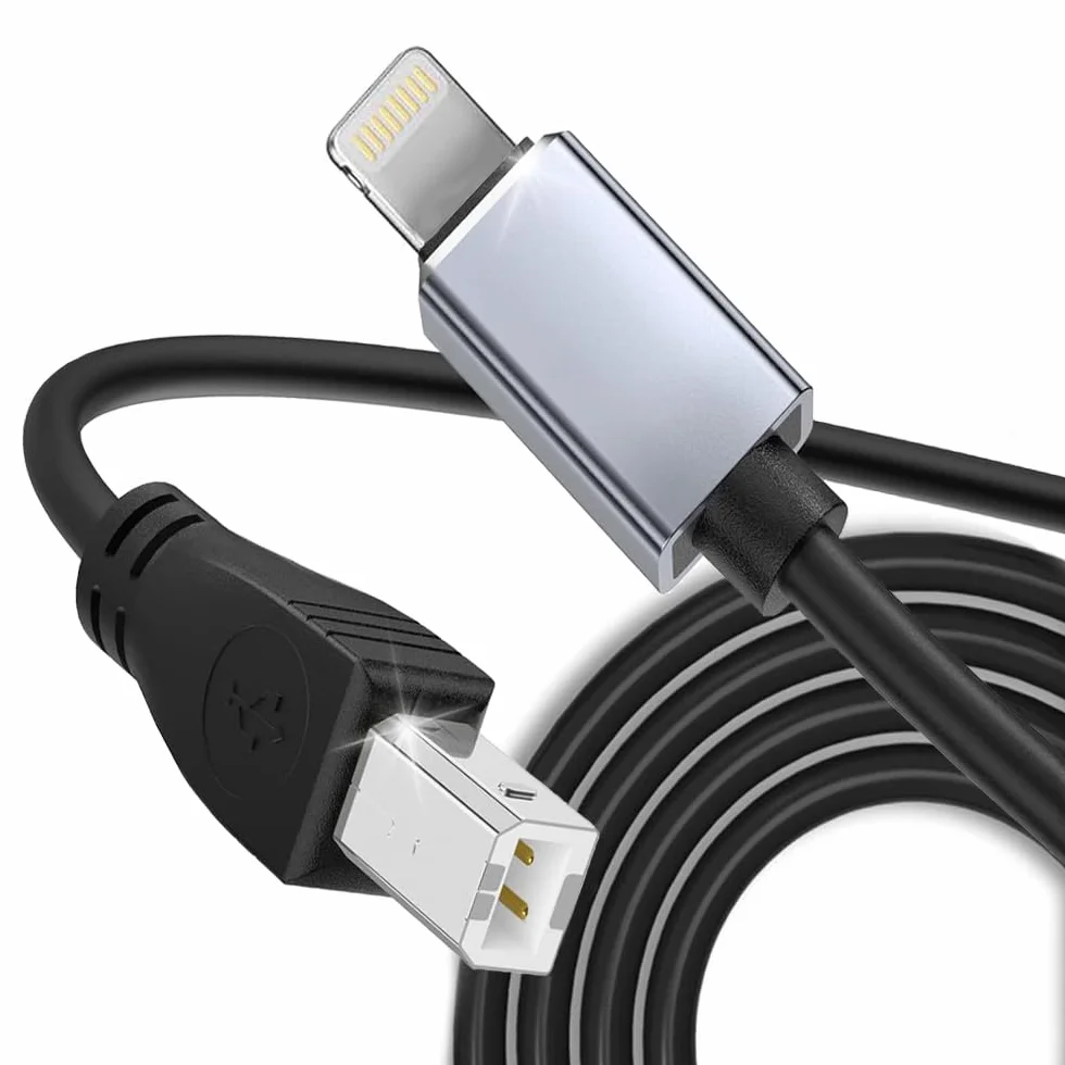 Cable MIDI para iPhone, OTG 2.0 MIDI a USB tipo B Convertidor Cable Compatible con iPhone 14/13/12/11 / X/iPad a USB Micrófono, Teclado MIDI, Instrumentos Electrónicos y más (8P)