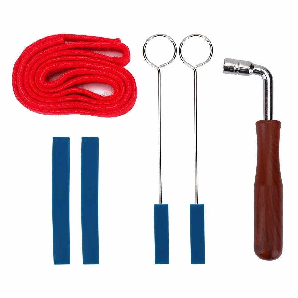 Kit de afinación de piano, 6 piezas Las herramientas de mantenimiento de afinación de piano incluyen silenciadores largos, silenciamiento corto con mango, tira de temperamento, martillo de afinación