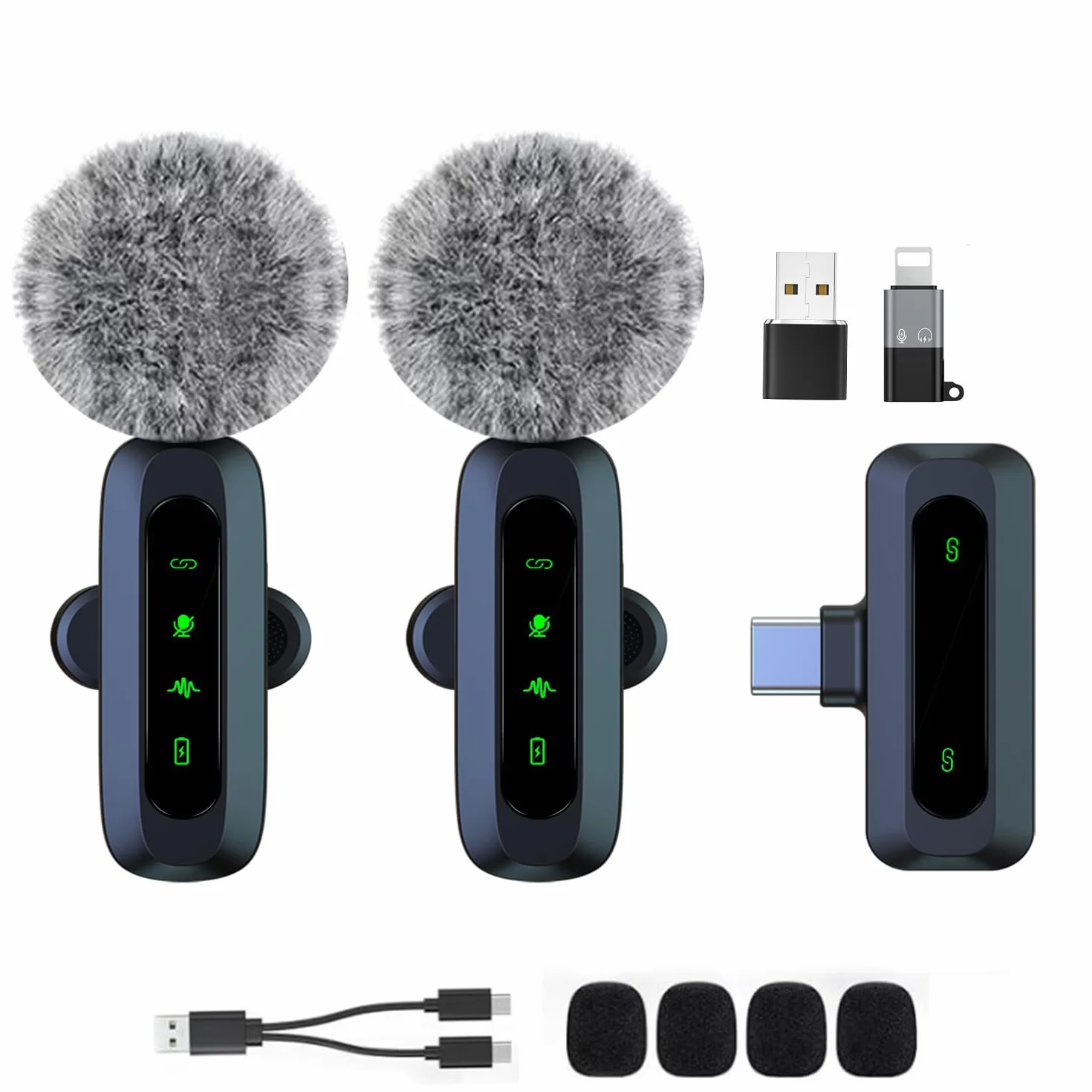 Mini micrófono inalámbrico para Android/iPhone/iOS/PC/Laptop micrófono Lavalier de solapa con reducción de ruido para grabación, micrófono de clip, para grabación de video, Tiktok, Youtube, Vlog