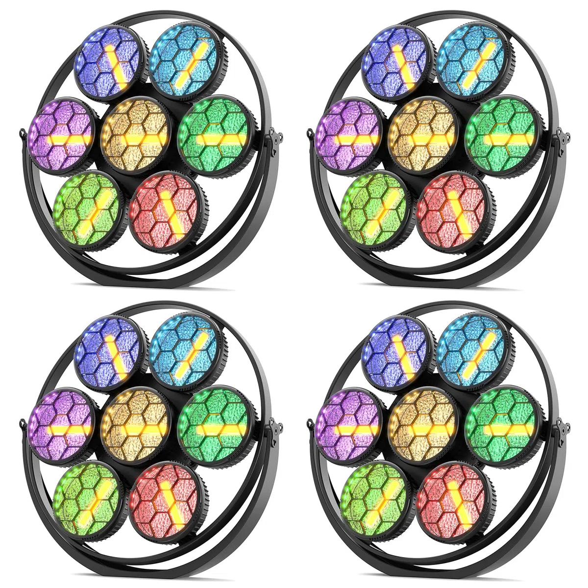 4PCS 350W COB LED Par Luces Escenario,7 LEDs Foco Lineal Vintage con Sonido Activado y Control DMX512,RGBW Luces de Discoteca para DJ,Bar,Fiesta,Bodas,Fiestas,Clubs,Navidad Iluminación de Escenario