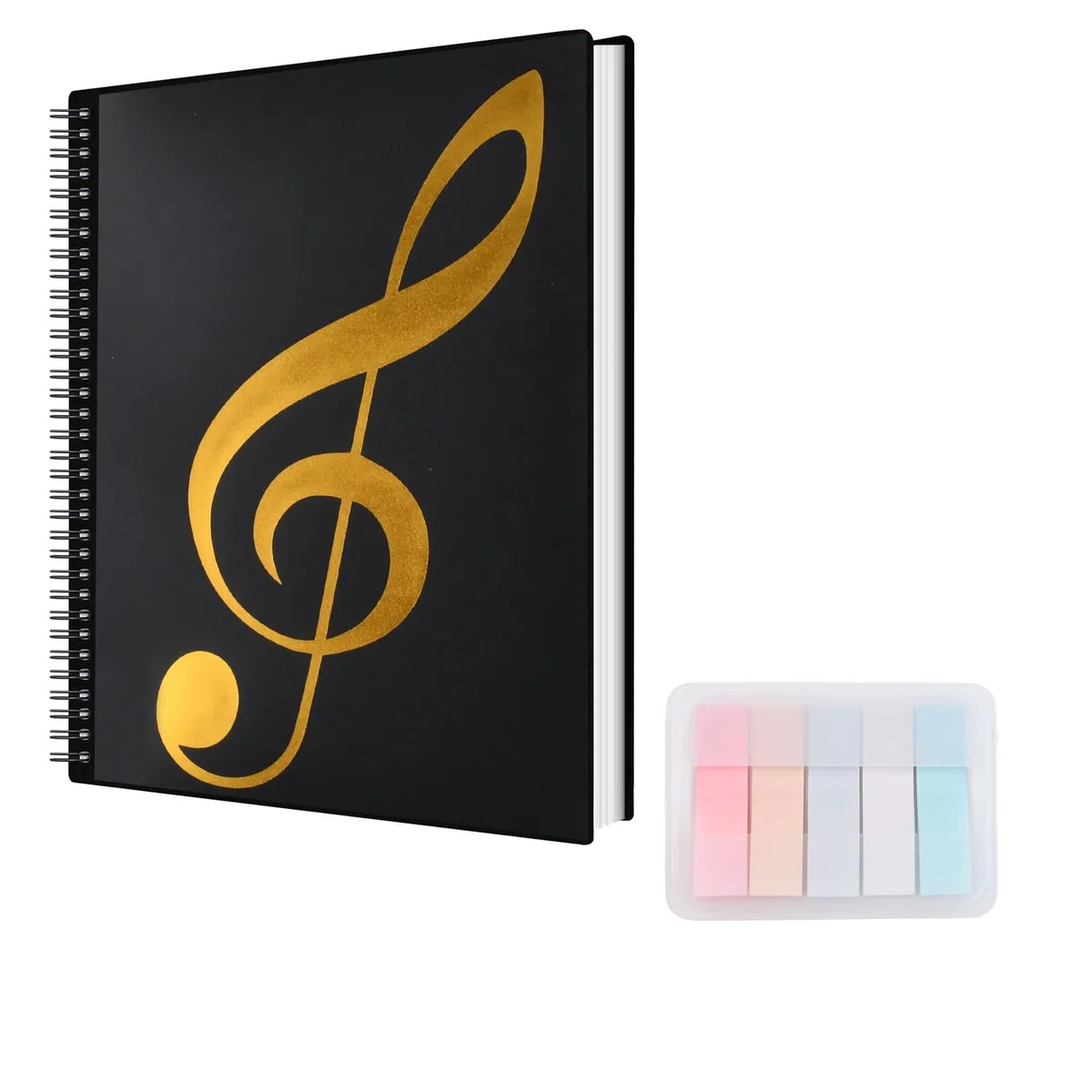 Organizador Musical A4 – Carpeta de Partituras con 60 Páginas en Espiral y Notas Adhesivas, Ideal para Músicos