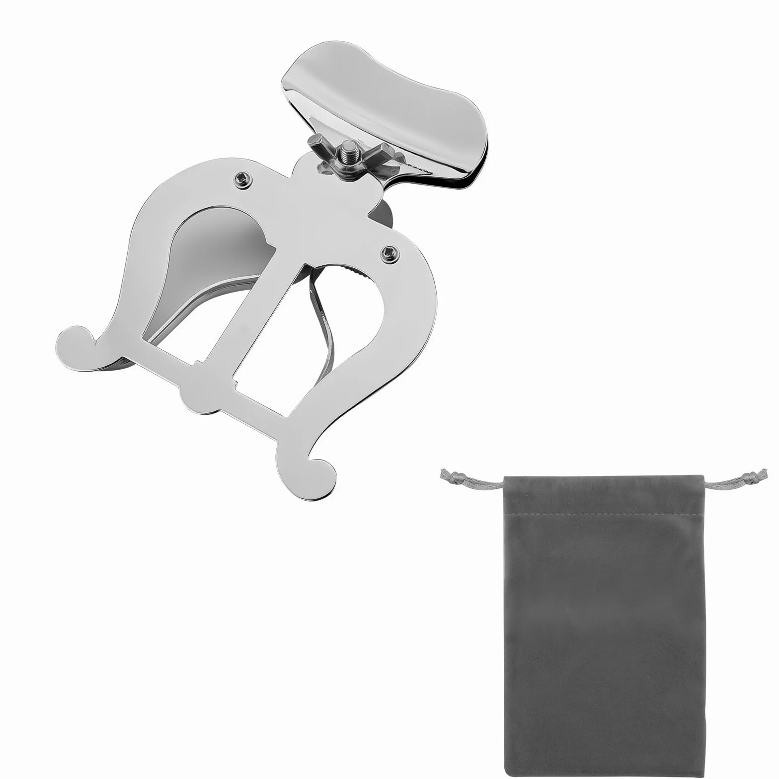 Clip para Trombón Lira de Marcha, Soporte Plateado Abrazadera y Bolsa de Almacenamiento Clip Portátil para Partituras Accesorios para Principiantes en la Práctica de Bandas de Marcha