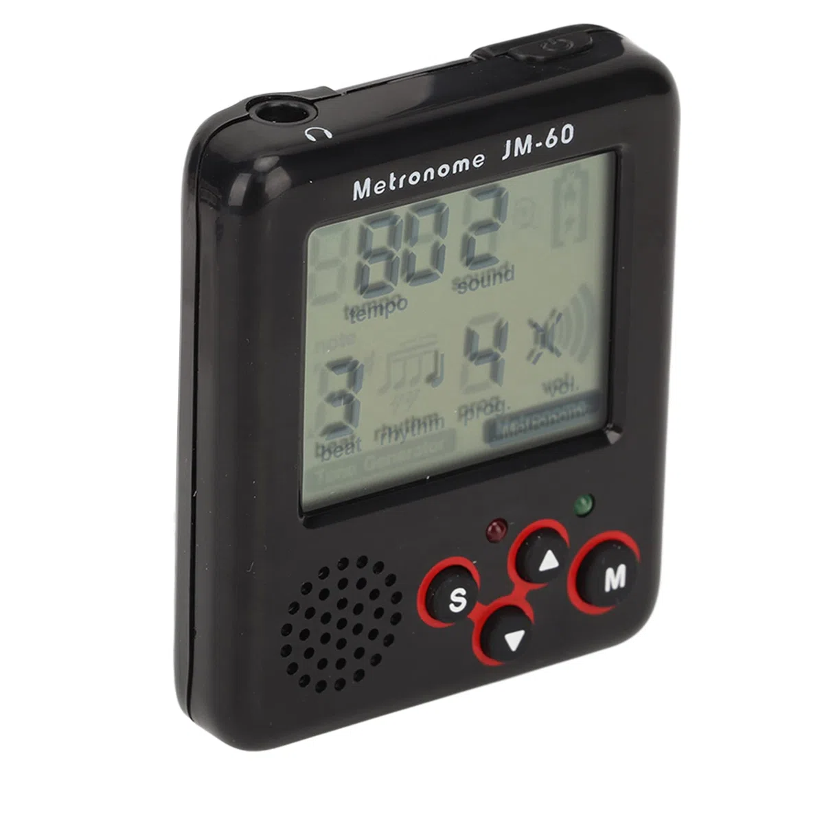 Clip en Metrónomo Digital, 1000 MAh Conveniente Negro ABS Sonido Claro LCD Mini Metrónomo Carga USB 12 Sílabas Precisas para la Práctica Ajedrez, deportes de ocio