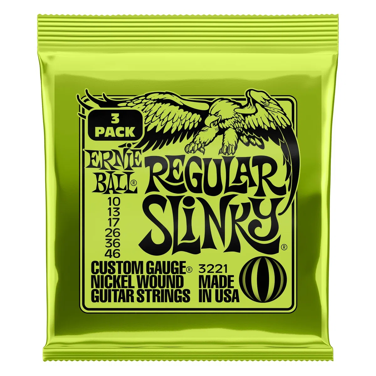 Ernie Ball Regular Slinky - Cuerdas para guitarra eléctrica, entorchado de níquel, 3 paquetes, calibre 10-46
