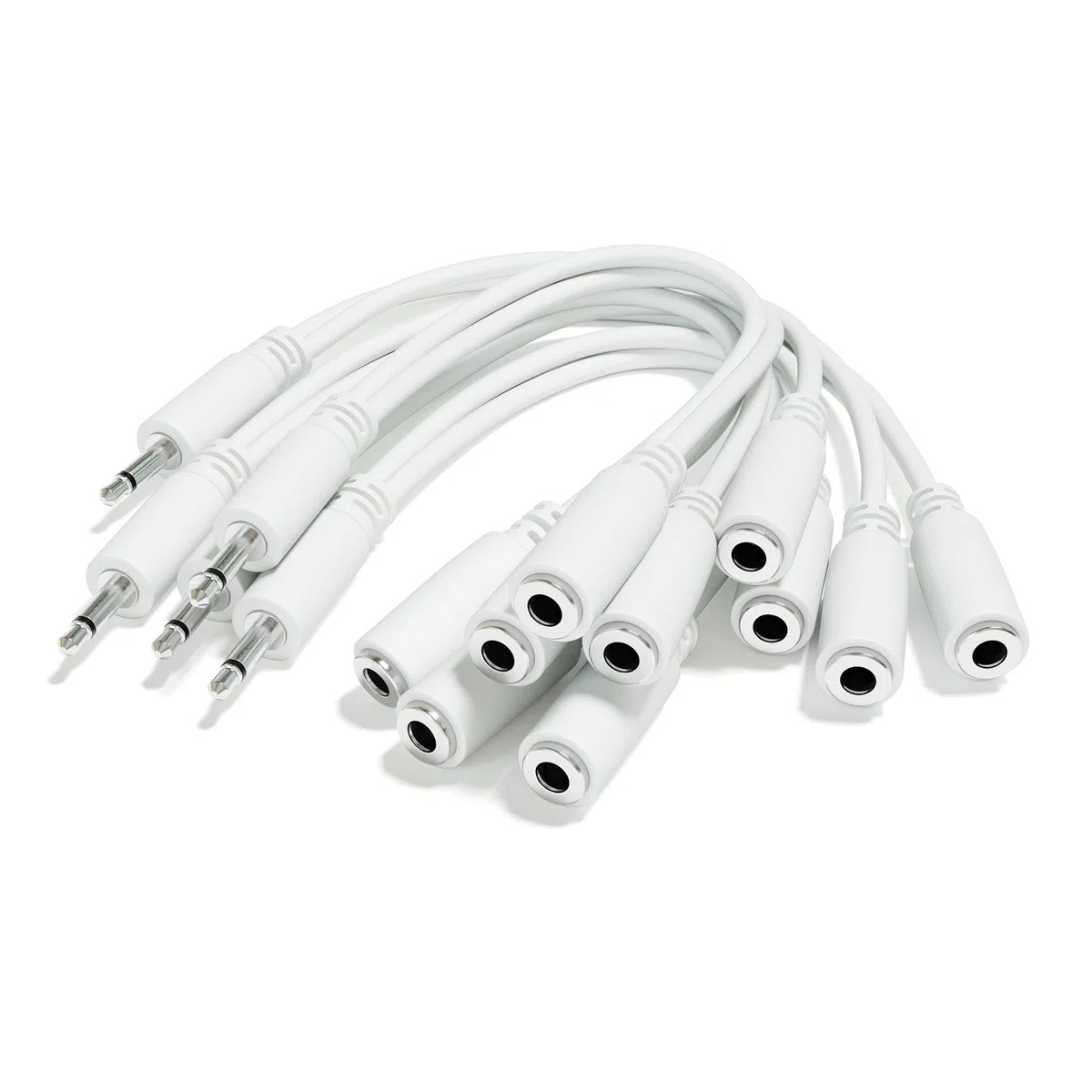 5-Pack - Cables Patch Mono Divisor Y - TS 3,5mm 1/8" Eurorack Sintetizador Sintetizador [Blanco]