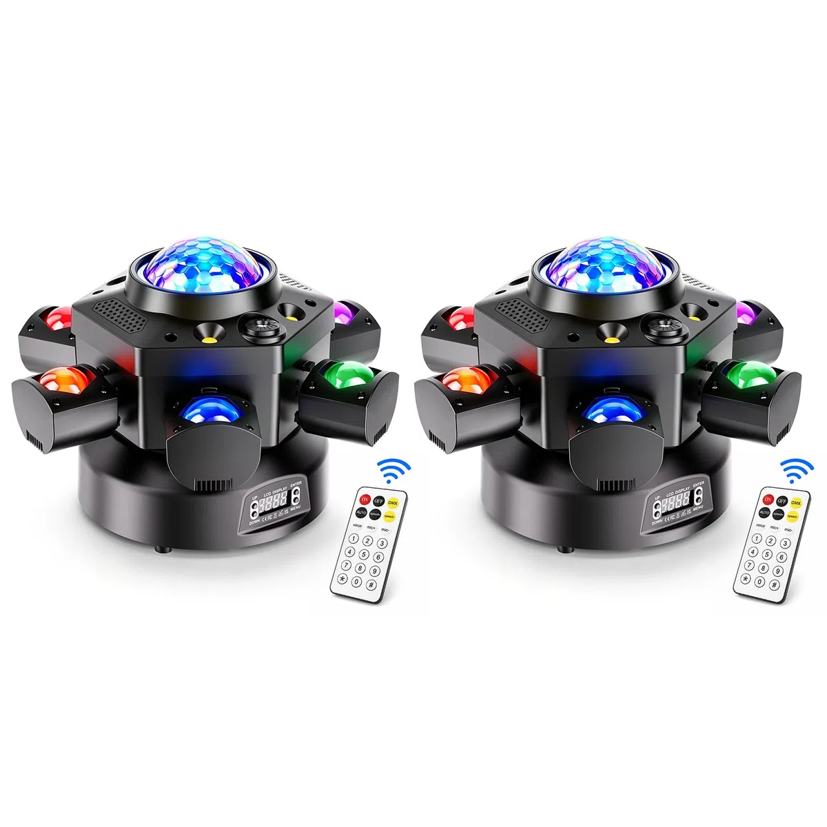 2PCS Cabeza móvil RGBW Beam de 150W para Escenario, 6 LED Giro de 180° Efecto Estroboscópico Cielo Estrellado Control Remoto d-mx512 para Bodas Discotecas Teatros Fiestas DJ