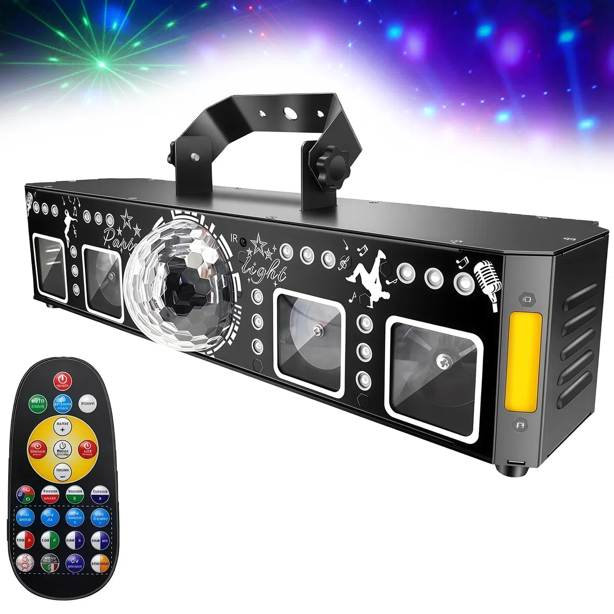 Luces de discoteca 6 en 1 para DJ con activación por sonido, control DMX y estrobos RGB y UV para fiestas, clubes y espectáculos