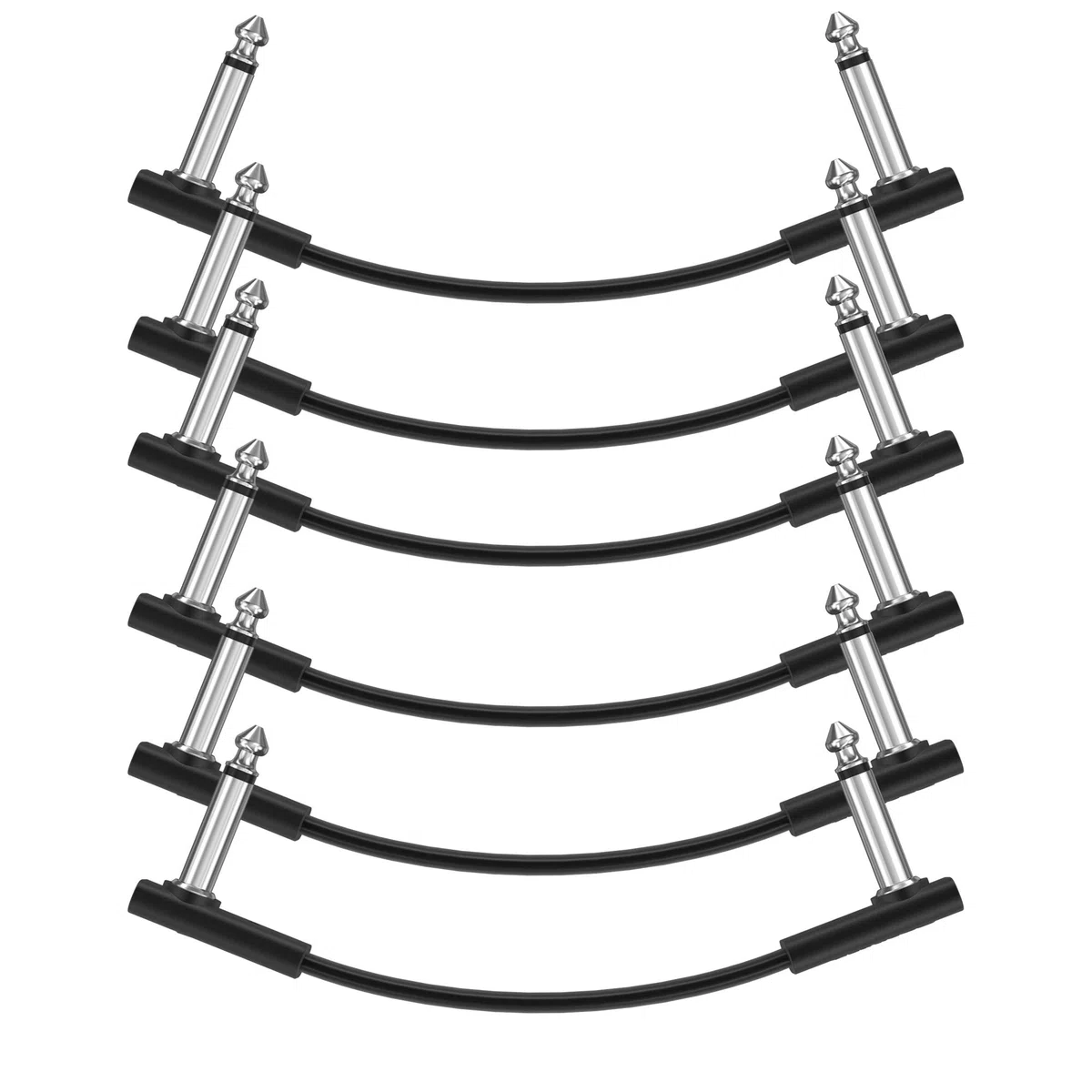 Donner Cable Patch para Guitarra 15cm, Cable Plano de 6.35mm para Pedalera Patch Instrumento Patch Alambrepara Pedales de Efectos Guitarra/Bajo (Pack de 6, Negro)