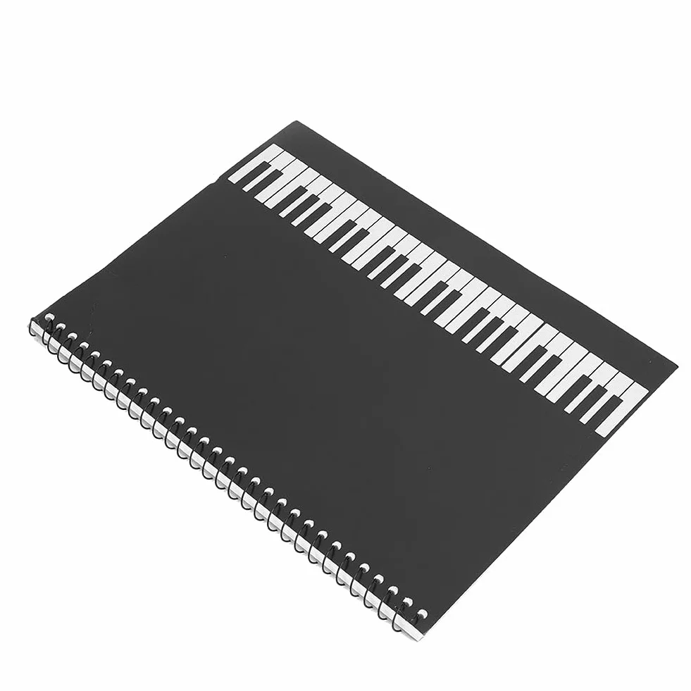Wakects Cuaderno de Papel de Pentagrama, Cuaderno de Música de 50 Páginas para Compositores, Principiantes, con Cubierta, Papel de Escritura de Manuscritos de Partituras (patrón de piano