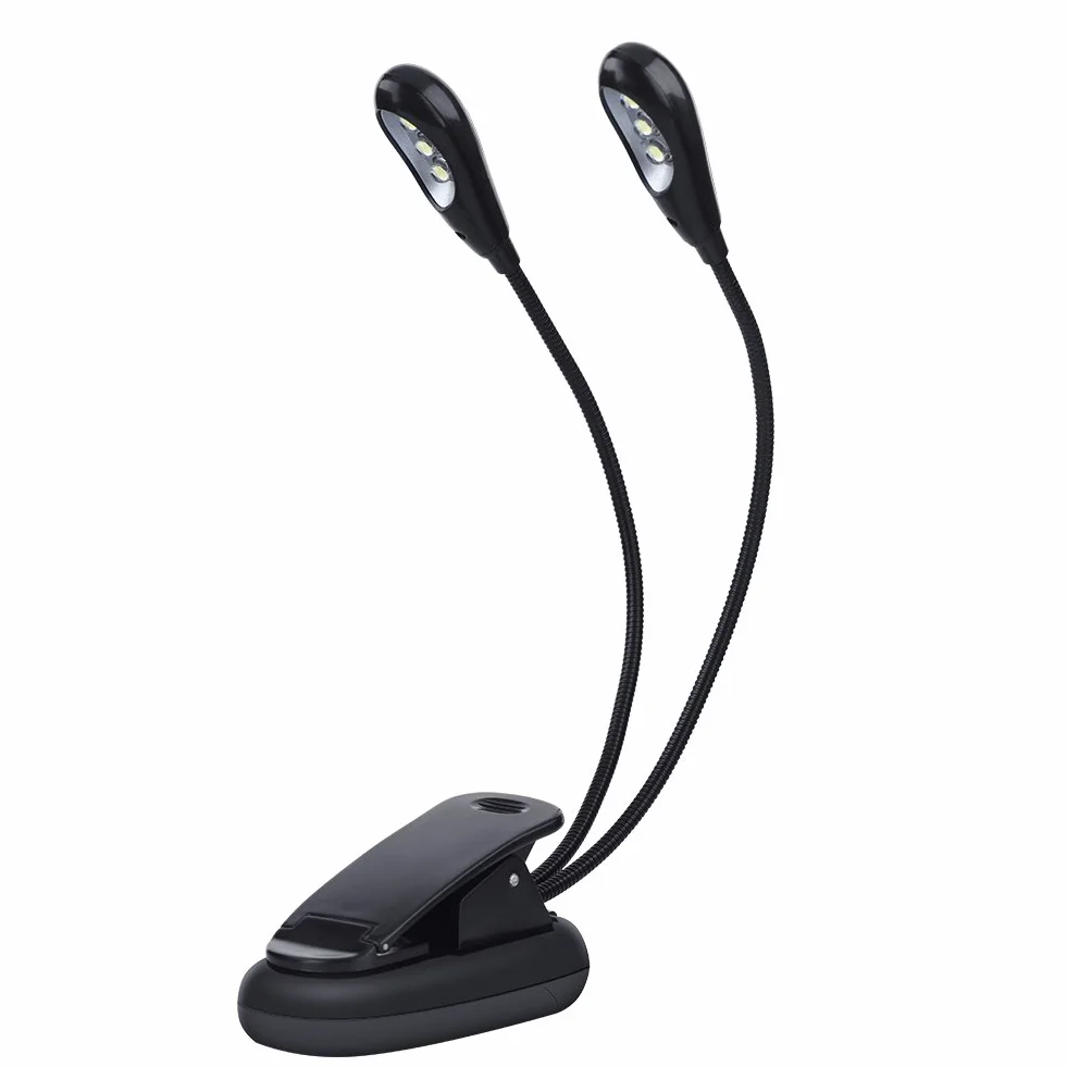 SUNGOOYUE Clip en Soporte de Música Luz Mini Ajustable Brazos Dobles Lámpara LED para Bookworms Piano Orquesta Craft (6 luces)