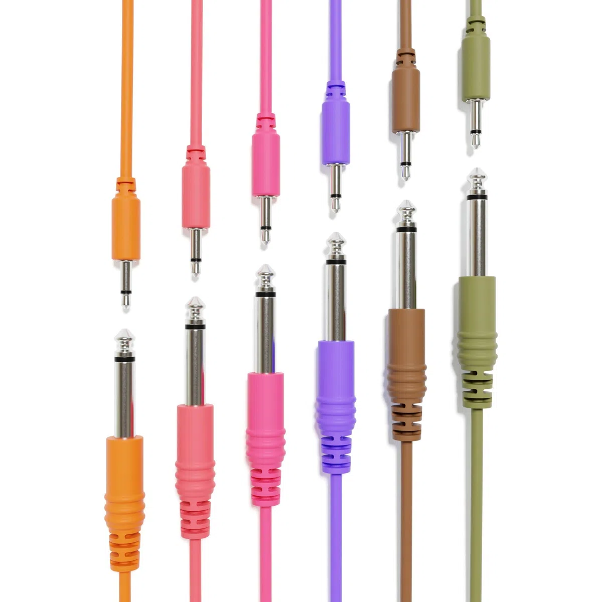 6B-Pack - Cables de Conexión Mono TS 3,5mm 1/8" a 6,35mm 1/4" Eurorack Sintetizador CV Gate [150cm 59"]
