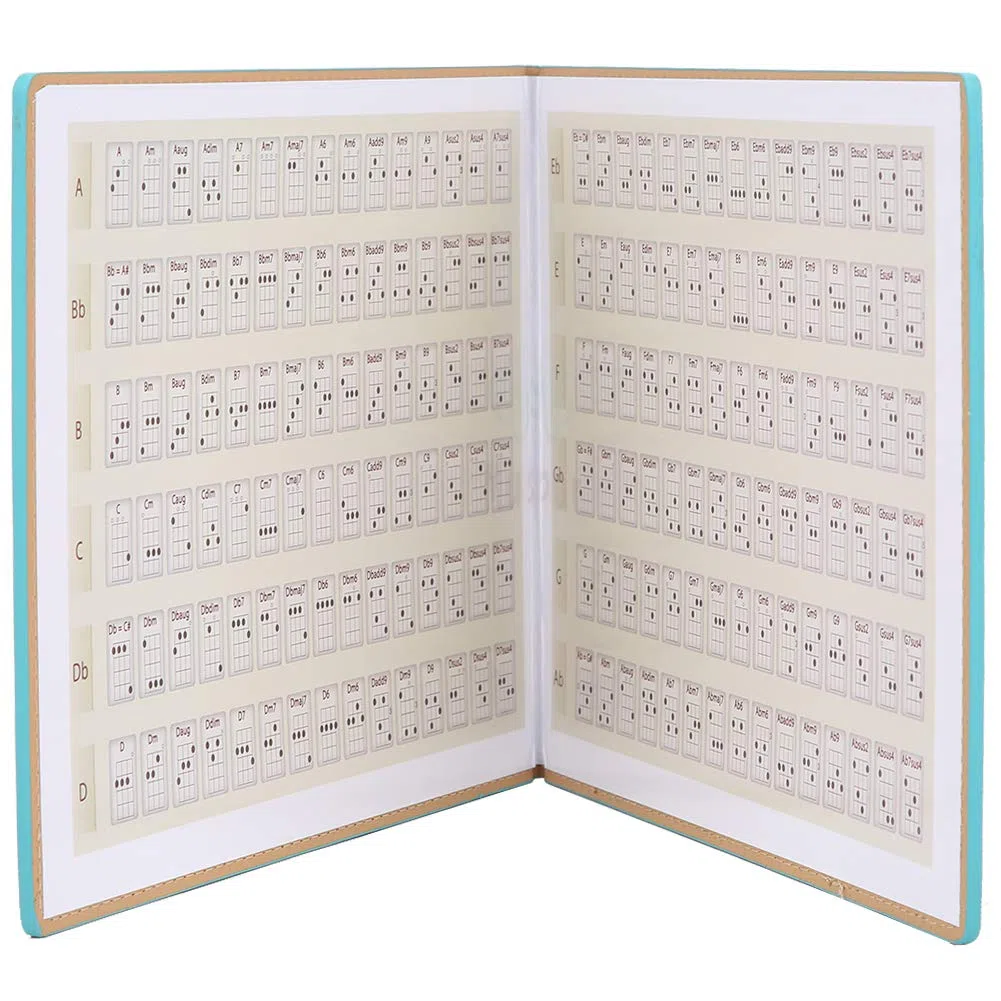 Acordes de ukelele portátil, libro de acordes de búsqueda de acordes de ukelele para principiantes libro de arte práctico accesorios de instrumentos musicales
