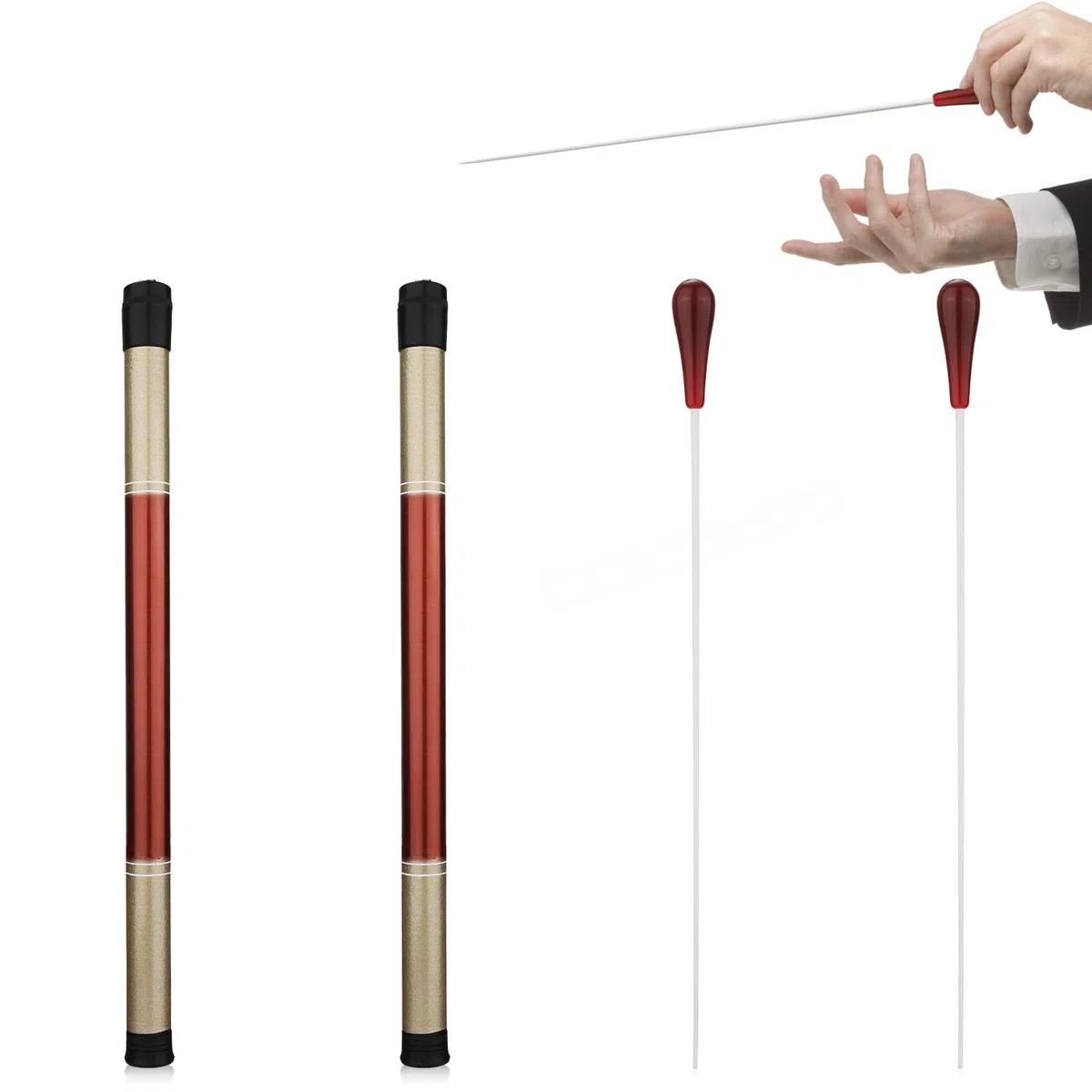 2 Juegos de Bastones de Director de Música con Cilindros Dulcimer, Batuta de Director Bastón de Director de Orquesta Batuta Director Orquesta para Orquesta Concierto Banda de Teatro
