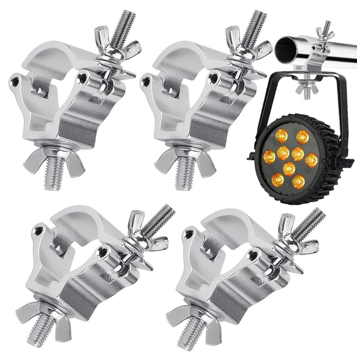 4Pcs Abrazaderas de Tubo Para Iluminación de Escenario,Abrazadera Para Luces de Escenarios,Pinza de Gancho Truss Clamp para 30-35mm Tubo Carga 80kg